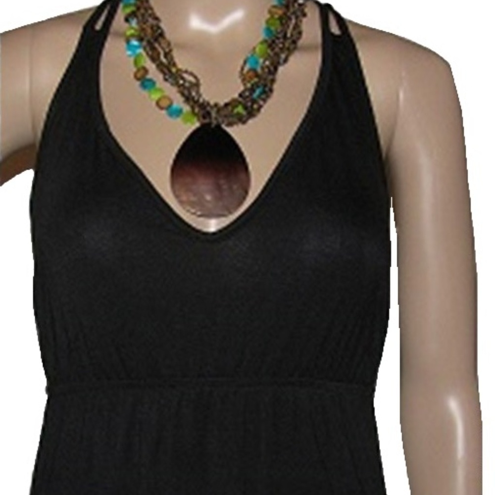 Strappy Back Maxi Dress: Black